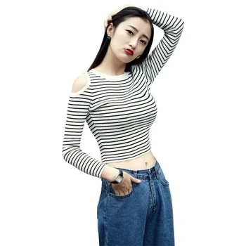 

Hollow Lady Sweater Slim Knitted Base Shirt lace up Sweater Women Short Pullover Slim Jumper Casual Pull Femme Sexy Crop Top