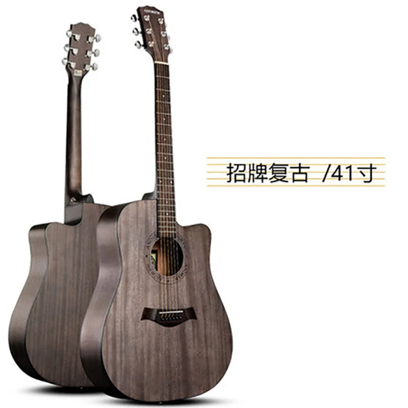 

Beginner's Introduction To Original Pure Wood Popular Ballad Guitar Peach Seed Horn Rounded Corner Practice Instrument
