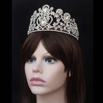 

Women Fashion Big Crystal Rhinestone Royal Princess Tiara and Crown Wedding Prom Bridal Diadem Pageant Hair Jewelry Accessory BH
