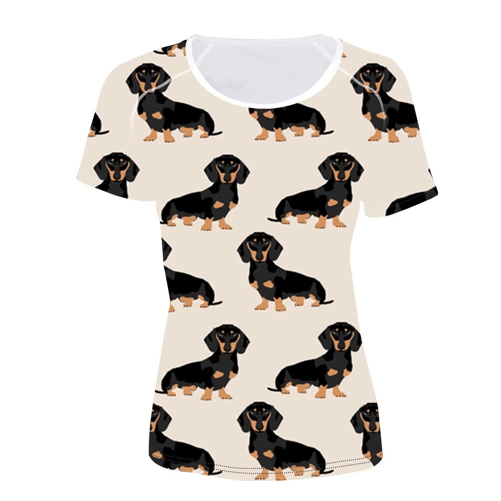Бесшумная женская футболка Забавный принт Doxie Dog такса Женская Повседневная Harajuku