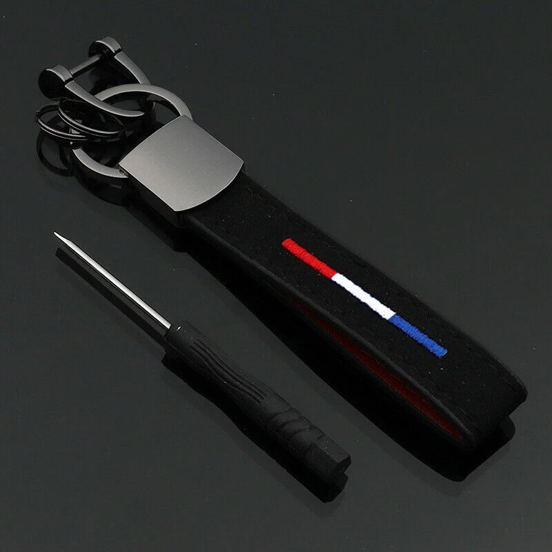 

Tool Truck Leather+metal Car keychain Black Ring For BMW Wear resistant Strap Lanyard Wristlet Accessories Soft
