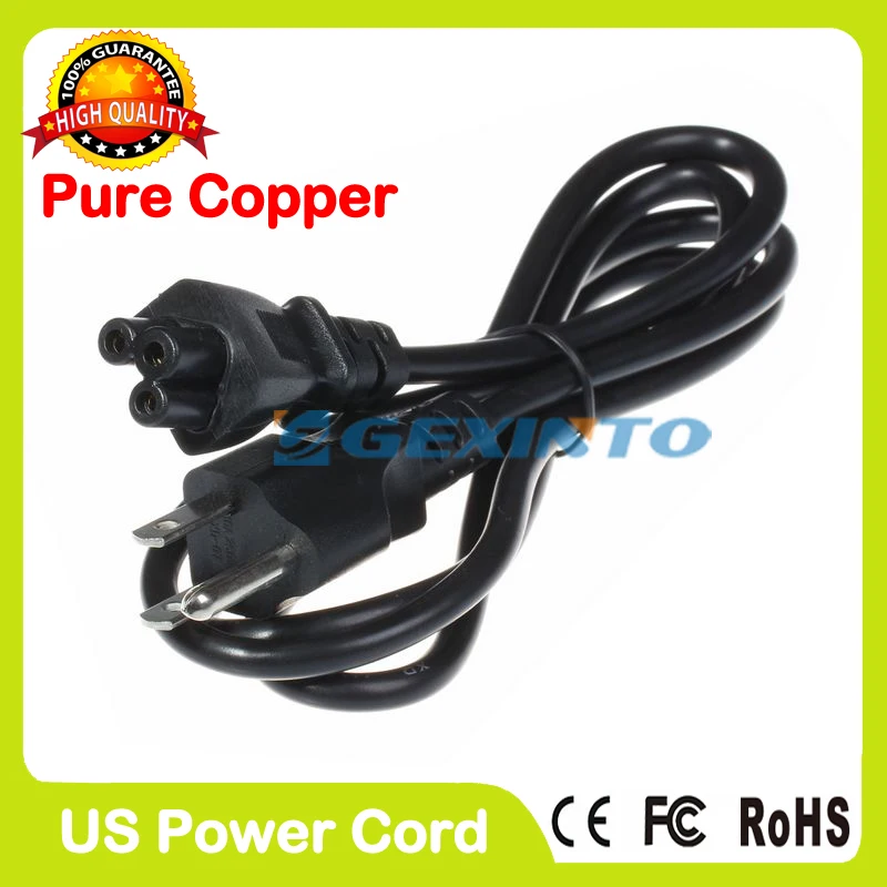 100pcs 1.2M 4FT US 3 Prong Power Cord 3 Pin 10A 250V AC Laptop Adapter