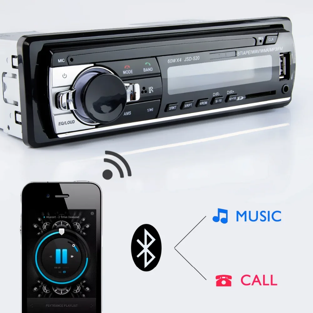 Mp3 плеер Hippcron FM радио стерео аудио USB SD цифровой Bluetooth с входом AUX|Автомобильные
