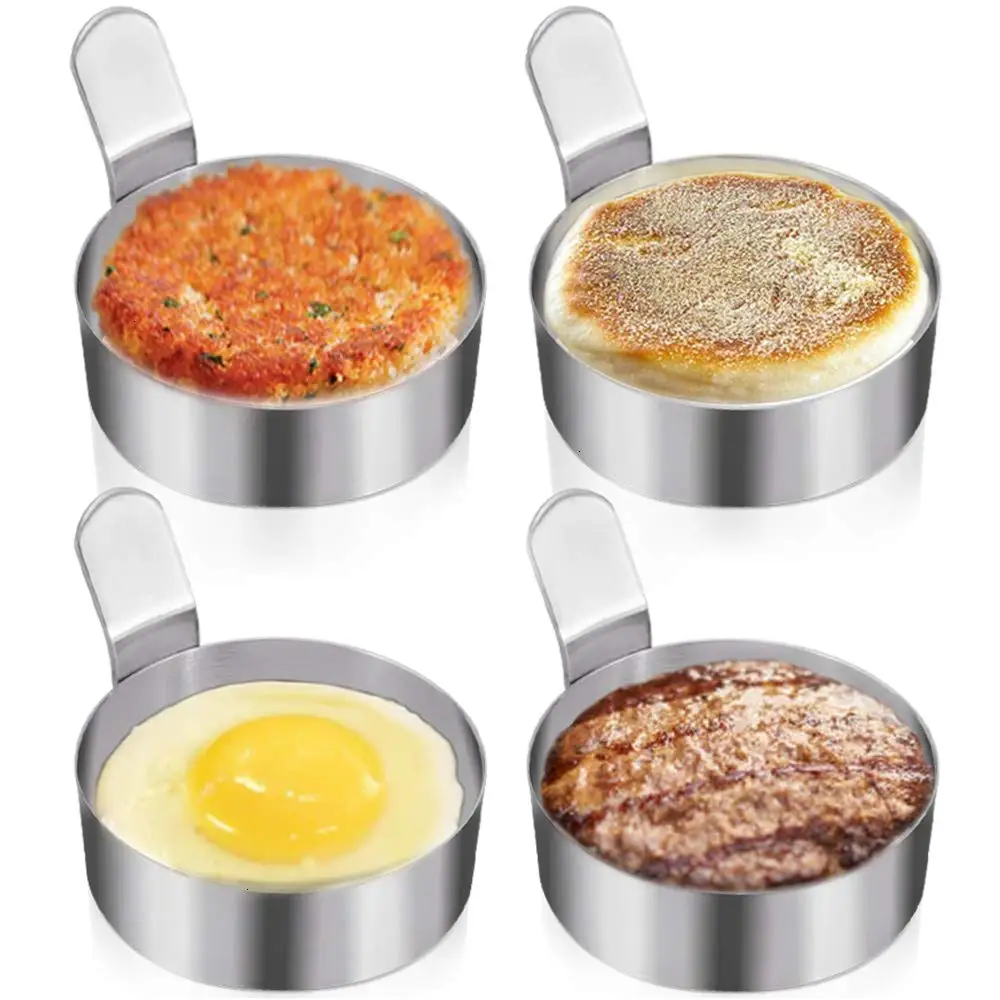 MenYiYDS-anillo para huevos de acero inoxidable molde para batidor de huevos 2,2 cm de grosor herramienta redonda para cocinar el desayuno 2 paquetes 