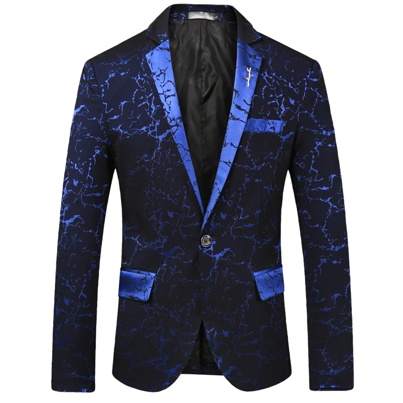 

CIGNA Brand Casual Men's Suit Jacket Black Wine Red Navy Blue Slim Fit Male Top Classic Tuxedo Men Flower Blazer Jackets