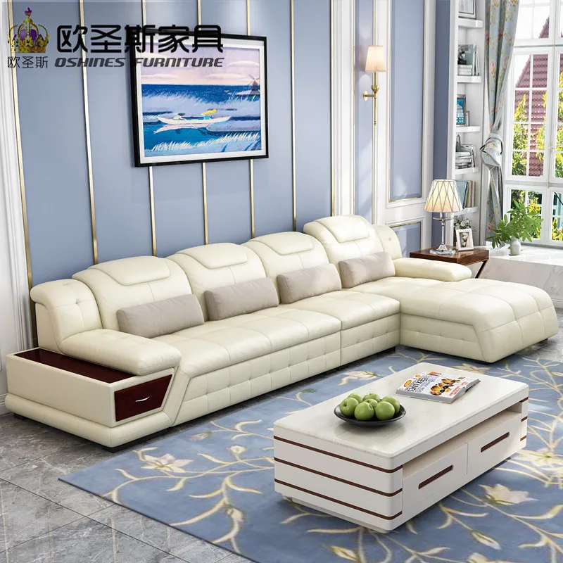 

New Model L Shaped Modern Italy Genuine Real Leather Sectional Latest Corner Furniture Livingroom Sex Sofa Set L20