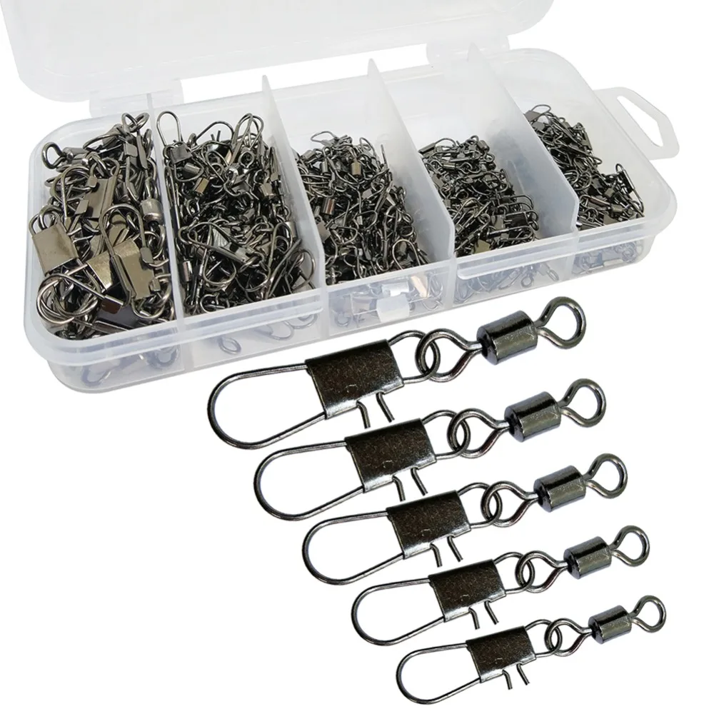240 pieces Swivels Snap Fishing Kit 2/4/6/8/10 Rolling Swivel with