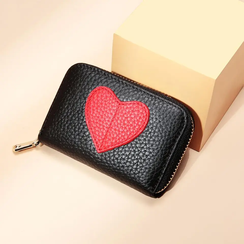 Genuine Leather Wallet Hearts | Mini Wallet Women Heart