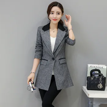 

Small blazers female spring and autumn new Slim thin long jacket casual fashion large size women coats HH002