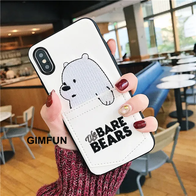 Luxury Leather Cartoon Bear Phone Case For All iPhone 1