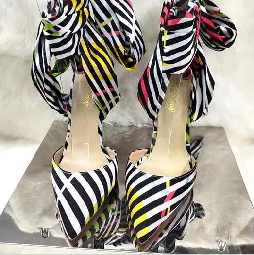 Doris Fanny/Новинка года; летние женские туфли на высоком каблуке с принтом и ремешком на щиколотке; Шелковая женская обувь на каблуке; свадебные вечерние туфли - Цвет: photo 8cm