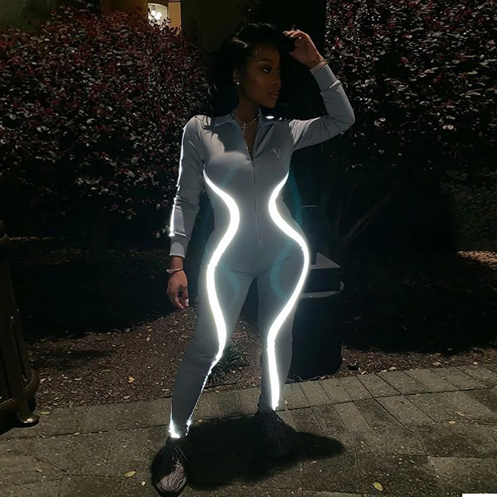 2019 Lift The Hips Women Jumpsuits Slim Sexy Bandage Women Jumpsuits Fashion Reflective Stripe Patchwork Women Rompers Overalls 2019 Lift The Hips Women Jumpsuits Slim Sexy Bandage Women Jumpsuits Fashion Reflective Stripe Patchwork Women Rompers Overalls