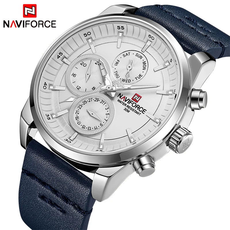 Новые мужские часы NAVIFORCE Топ бренд класса люкс водонепроницаемые 24 часа дата Кварцевые часы мужские модные кожаные спортивные наручные часы Мужские часы