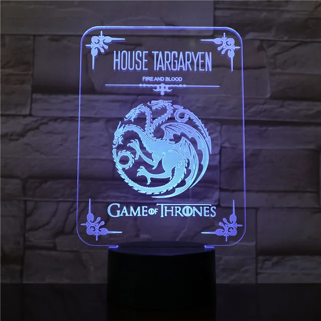 Game of Thrones House Targaryen 3D Glow 7 Color LED Night Lamp