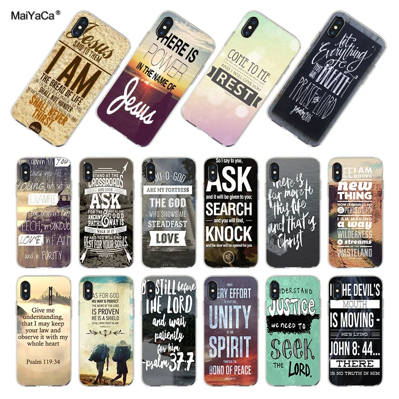 

Christian Jesus Bible Verse Transparent TPU Soft Cell Phone Protective Cover For iPhone 4s 5s 6s 7 7plus case