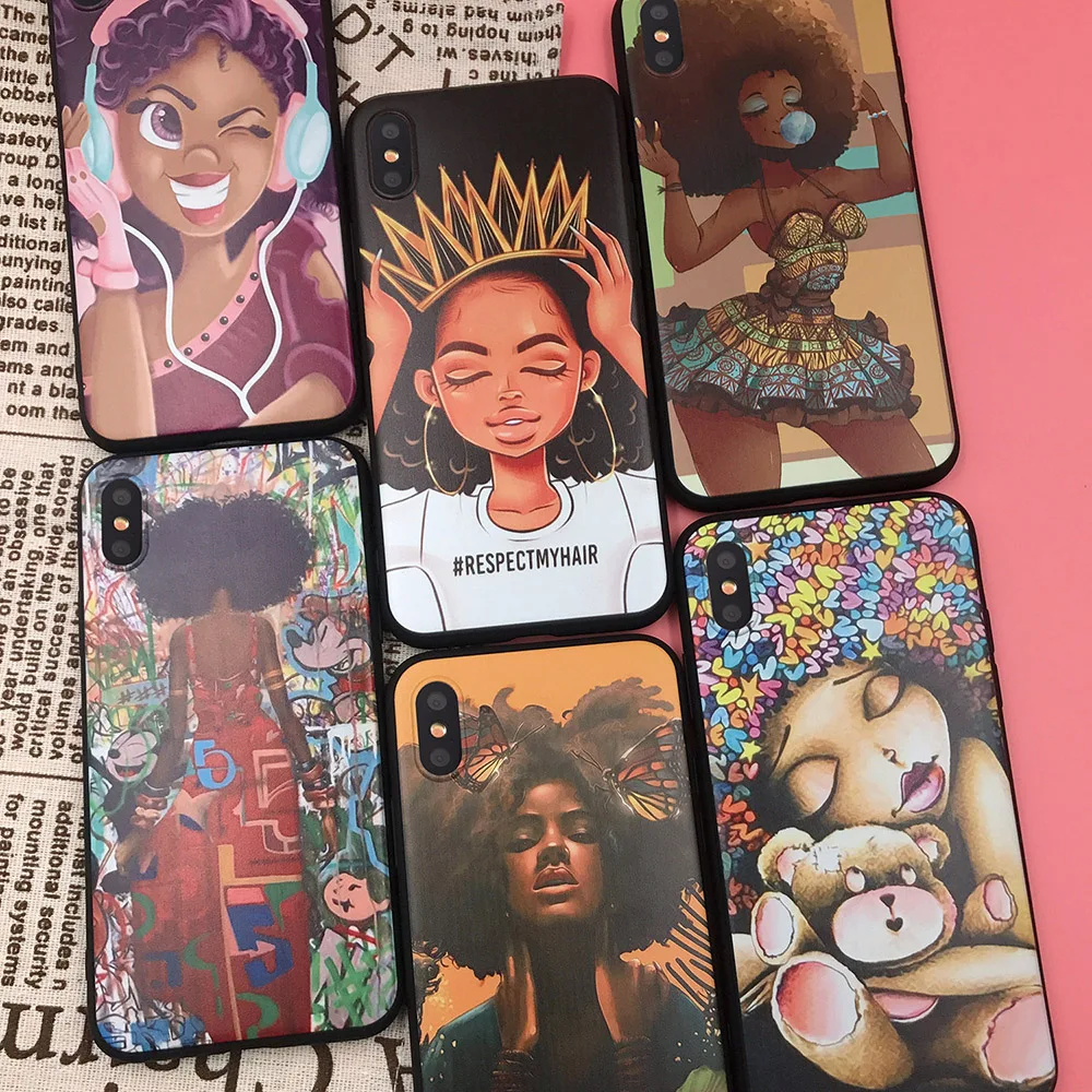 XIX for Funda iPhone X Case 5 5S 6 6S 7 8 Plus X XS Max XR African Girls for Cover iPhone 7 Case Soft TPU for Capa iPhone 8 Case