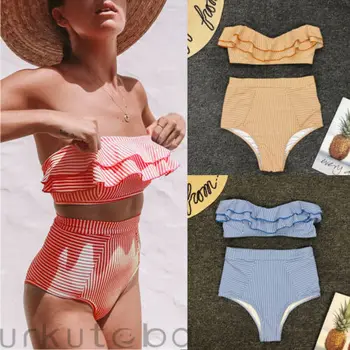 

Hot Sexy Women Bikini Set Striped Swimsuit Swimwear Bathing Suit Beach S-L