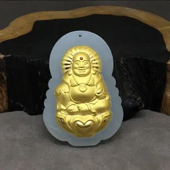 

Full gold inlaid natural and nebula 3D Buddha public pendant security security female with certificate