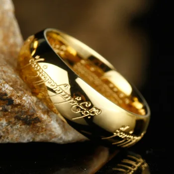 High Quality Gold Color Rings Good Gift Stainless Steel One Ring Of Power Jewelry for Women Men Free Shipping (GR147)