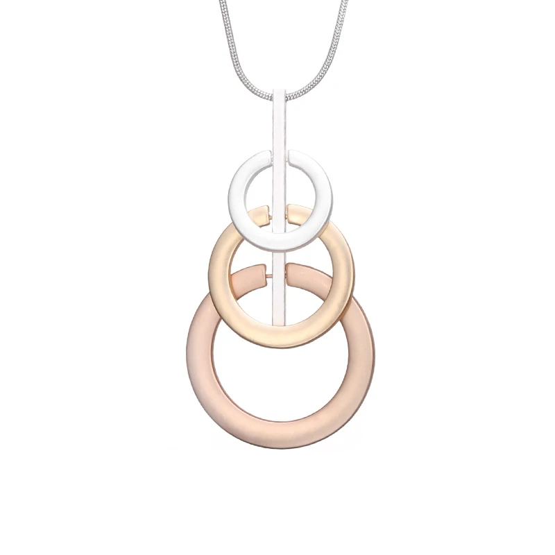 Ожерелье с кулоном, 3 круга, смешанные цвета, длинная цепочка на свитер, Макси ожерелье, s ювелирные изделия для женщин, подарки, подвески - Окраска металла: 3