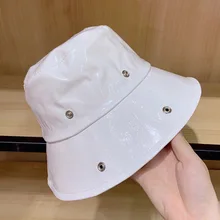 Новые модные всесезонные женские водонепроницаемые шапки от дождя, белые черные с широкими полями, из искусственной кожи, Панама, складная шапка для рыбака, регулируемая шапка