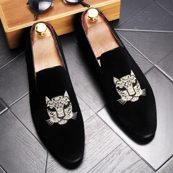 

Korean style design men fashion punk party dresses soft leather shoes youth slip on driving shoe summer smoking slipper zapatos