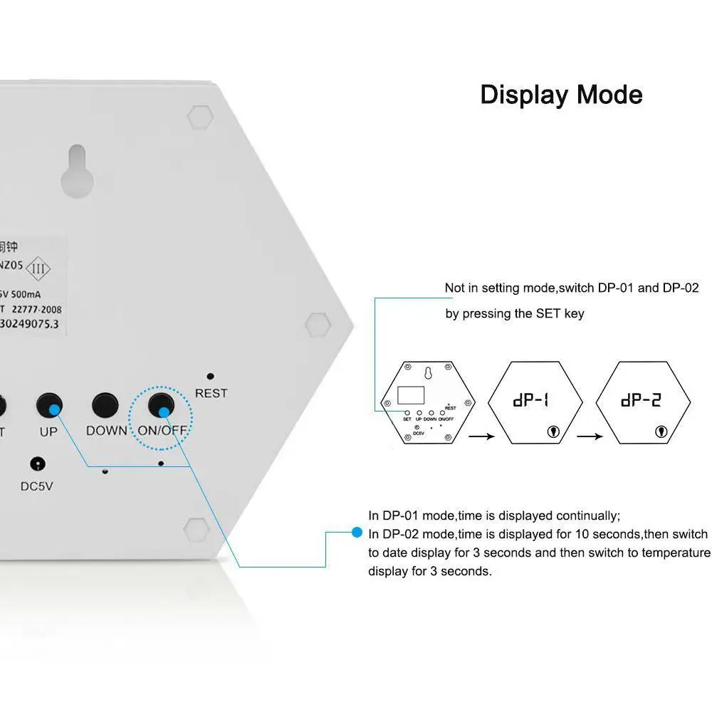 Reloj de mesa Digital de escritorio con pantalla LED con espejo despertador de pared con función de Snooze termómetro luminancia ajustable Reloj de mesa Digital de escritorio con pantalla LED con espejo despertador de pared con función de Snooze termómetro luminancia ajustable