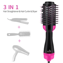 Прямая поставка, щетка для волос, одношаговый объем волос, 3 в 1, фен-выпрямитель, бигуди, Расческа для укладки, горячая расческа, Фен-щетка