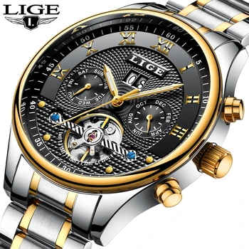 

New LIGE Mens Watches Top Brand Luxury Men Fashion Business Automatic Watch Man Full Steel Waterproof Clock relogio masculino