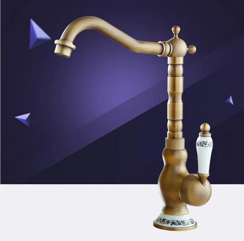 Fashion high quality anti brass plating brass Europe style single lever hot and cold kitchen Faucet