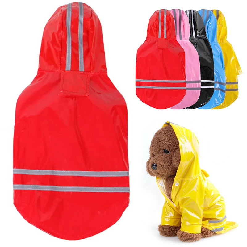 Дождевик для домашних животных, уличный однотонный плащ с капюшоном, водонепроницаемая куртка для щенков, модная одежда для собак, зонтик для собак