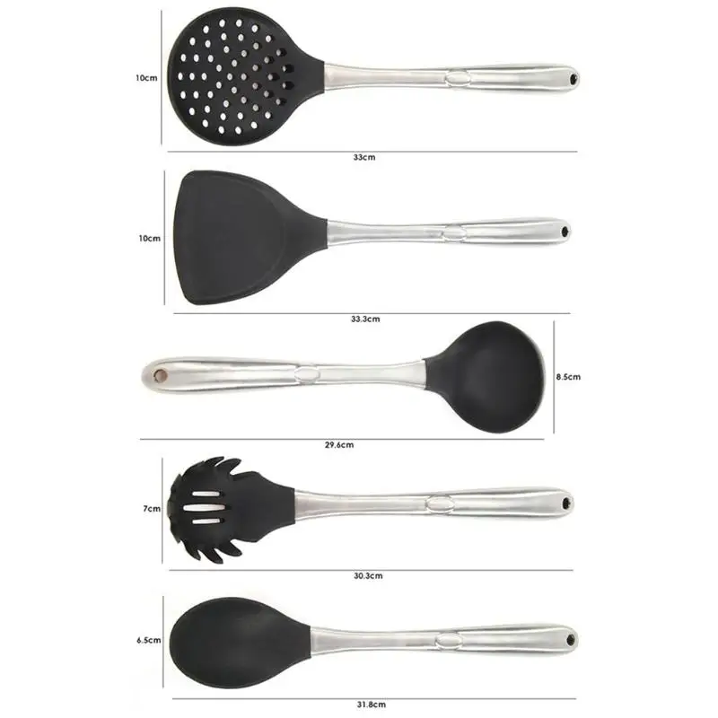 Silicone Kitchenware Non-Stick Cooking Utensils with Stainless Steel Handle