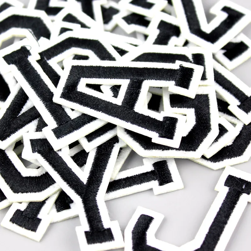 

1pcs A-Z Letter Patches white English Letter Mixed Embroidered Iron-On Applique For Clothing Badge Paste,Clothes Bag Pant Sewing
