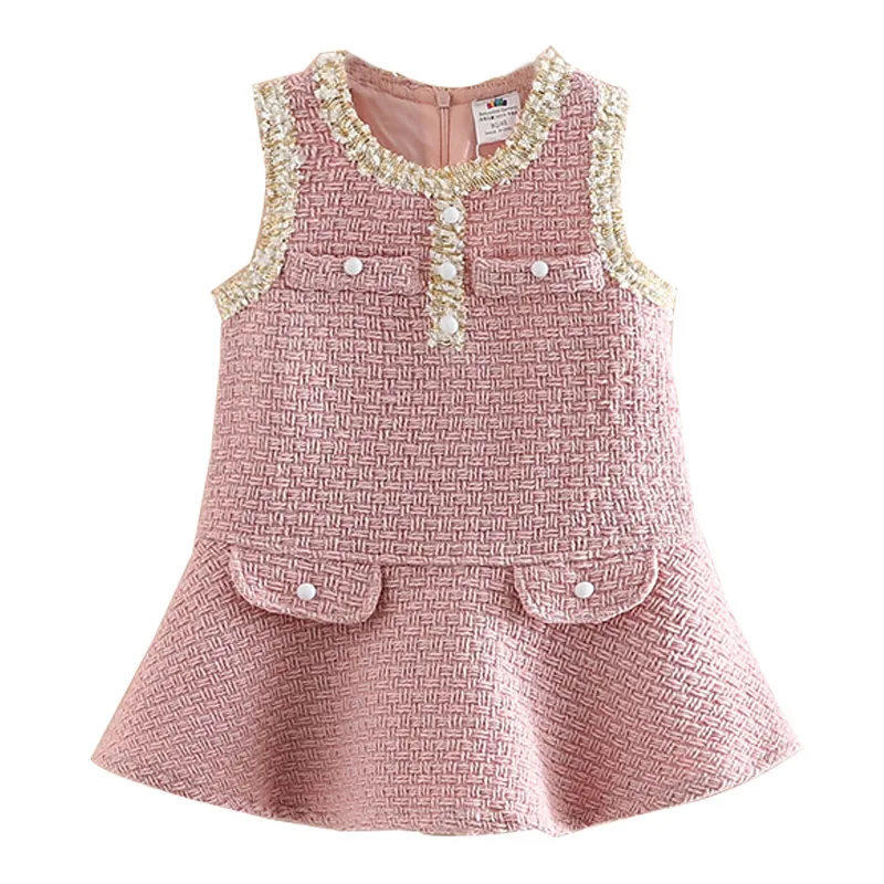 Новинка; зимняя теплая одежда для маленьких девочек; розовый жилет для детей; платье принцессы;