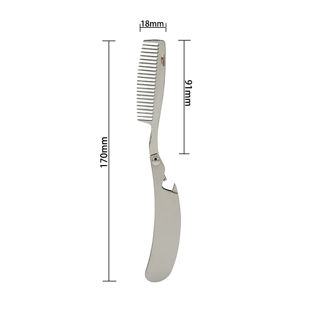 CestoMen Metal Foldable Beard Comb Multi Functional Pocket Travel Comb Men Stainless Steel Bottle Opener Mustache 4