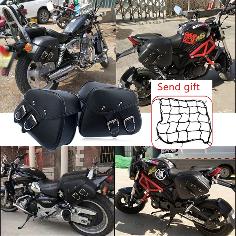 

New Medium Size Saddle Bags for Harley Sportster 883 1200 Saddlebags PU Leather Motorcycle Side Tail Tool Bag Luggage Saddle Bag