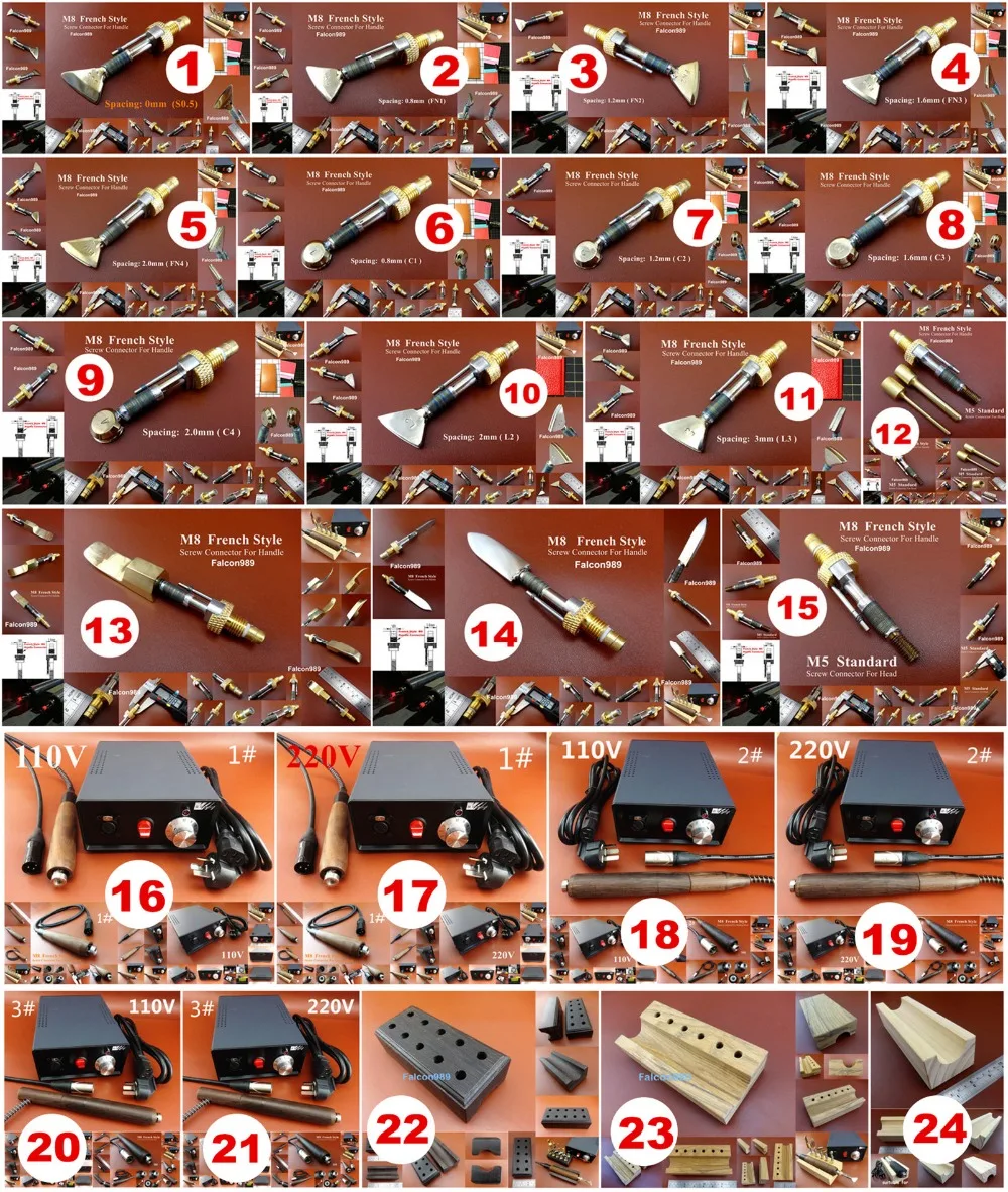 

24kinds Leather Craft Electric Creasing Edging Machine Solder Iron Tip Creaser Edger Tool - Sewing Carving Stamping Knife Cutter