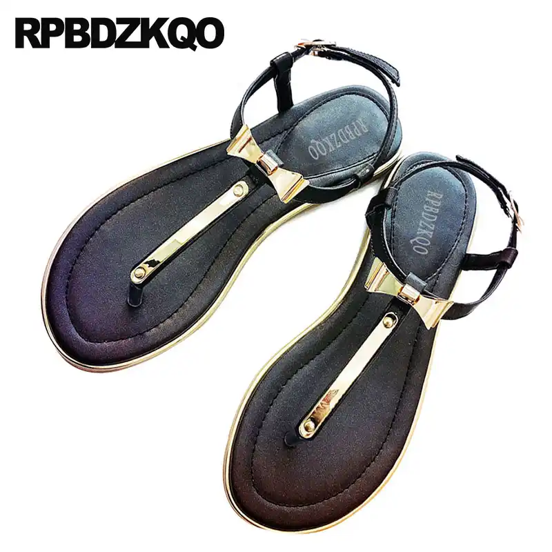 gold t strap sandals flat