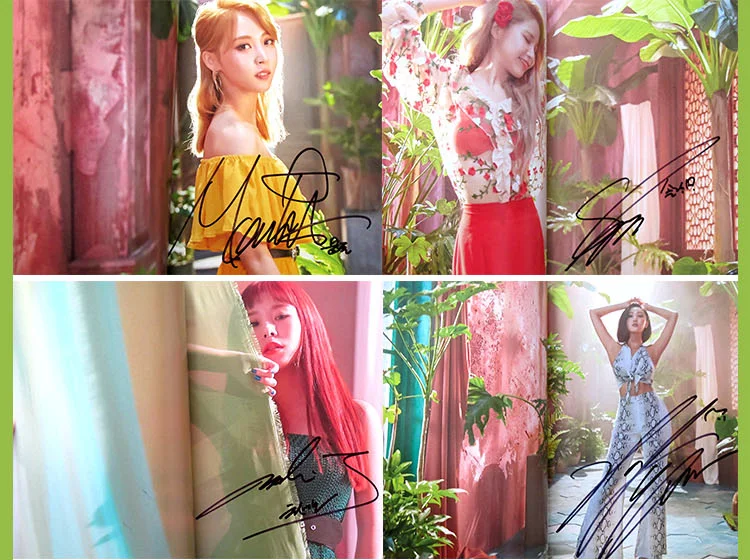 Ручная подписка MAMAMOO autographed mini7th альбом Red Moon CD+ Фотокнига+ подписанный плакат 082018