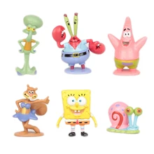 6pcs set Spongebob Bob Sponge Miniatures Action Figures Patrick Star Anime Figurines Collectibles PVC Sandy Dolls