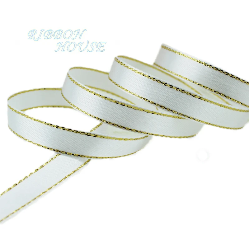 25 Yards of 3/8'' Satin Ribbon with Pink and Gold Edges - High-Quality Gift Packaging Ribbon Wholesale