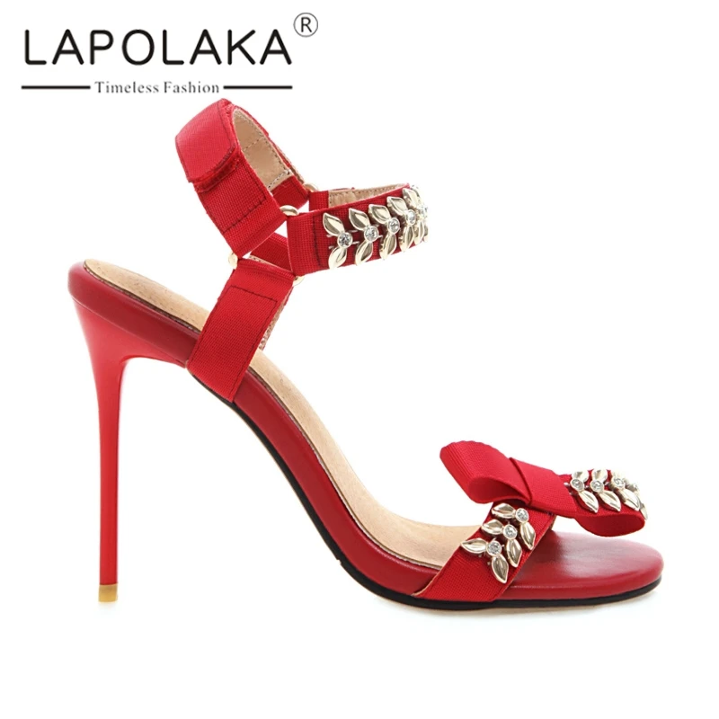 

lapolaka Big Size 31-46 Metal Decoration Fashion women's Summer Party Shoes Woman Sexy 10cm High Heels Brides Women Sandals