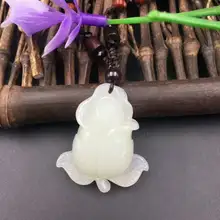 Изысканный нефритовый белый yu вечная любовь длинное розовое pendant1982