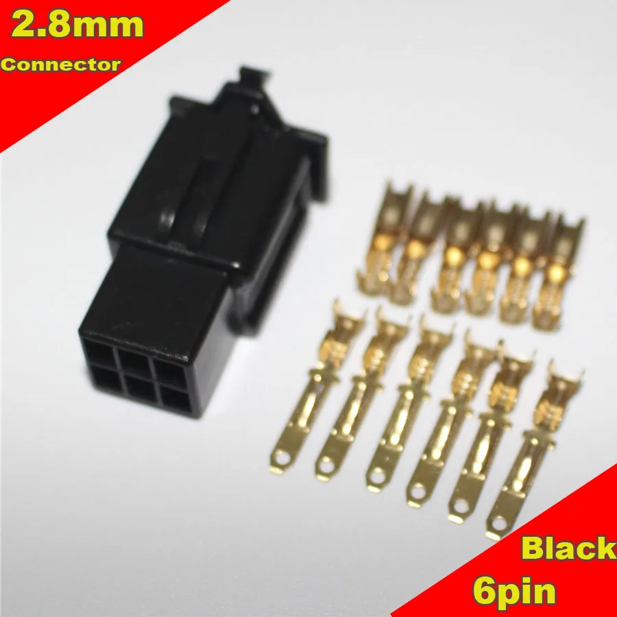 20set 2 8mm Black 6 Way Pin Electrical Wire Auto Car