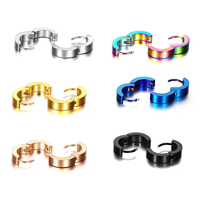 

Simple Stainless Steel Small Hoop Earrings Clip On Earring for Men Women Huggie Earrings Non-Piercing