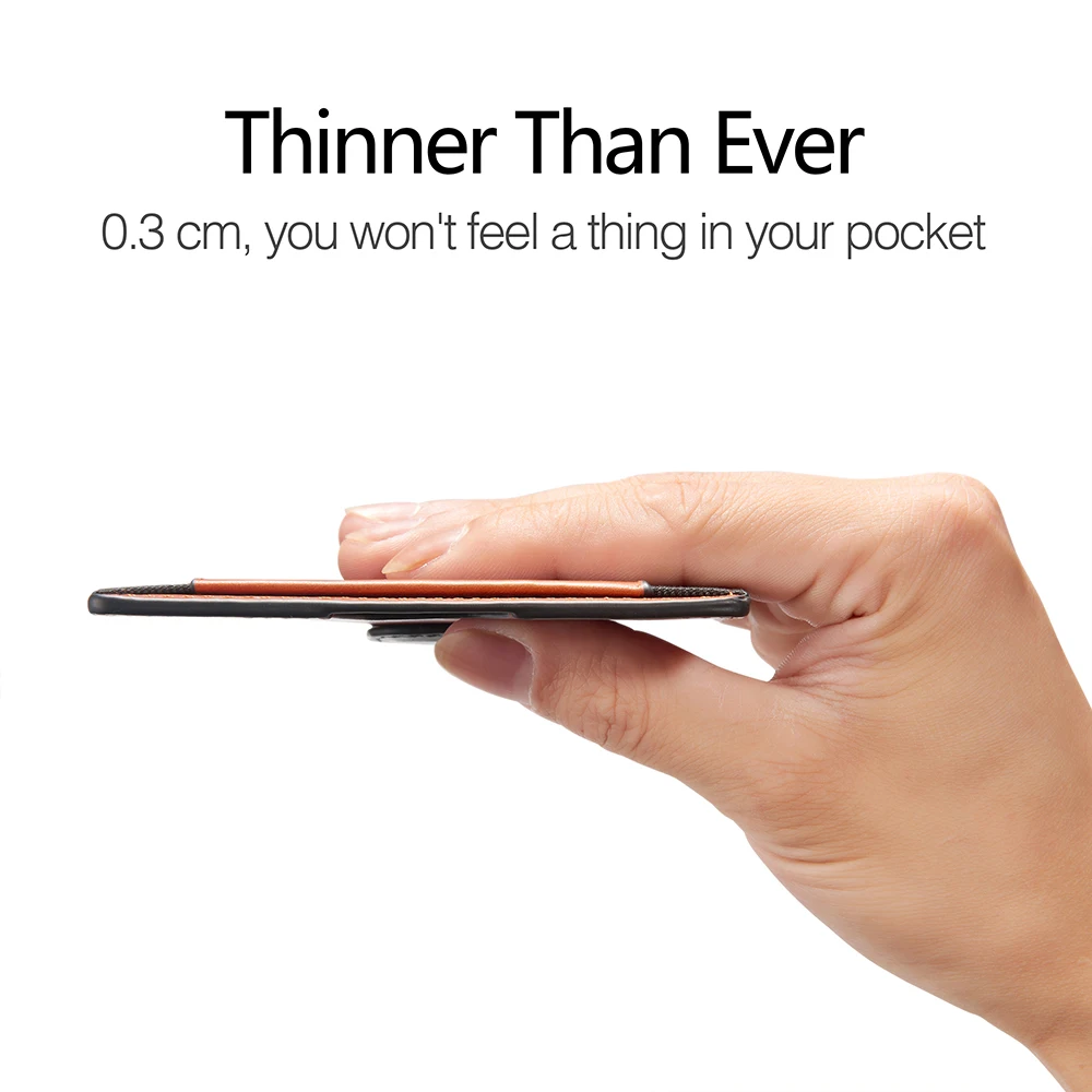 NewBring Slim Leather Credit Card Holder Man Compact Mini Purse Money Cash Women Wallet Female Business Card & ID Holder Sleeve