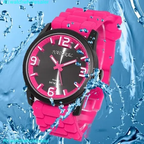 FW848J Black Dial Silicone Magenta Band Men Women 100% Tested 3ATM Fashion Watch