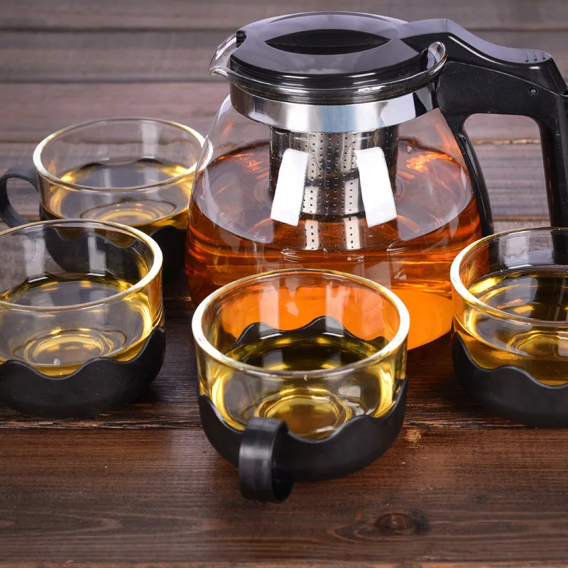 

Heat-resistant Glass Teapot Set Stainless Steel Fliter Tea Kettle Tea Set Hot Sale