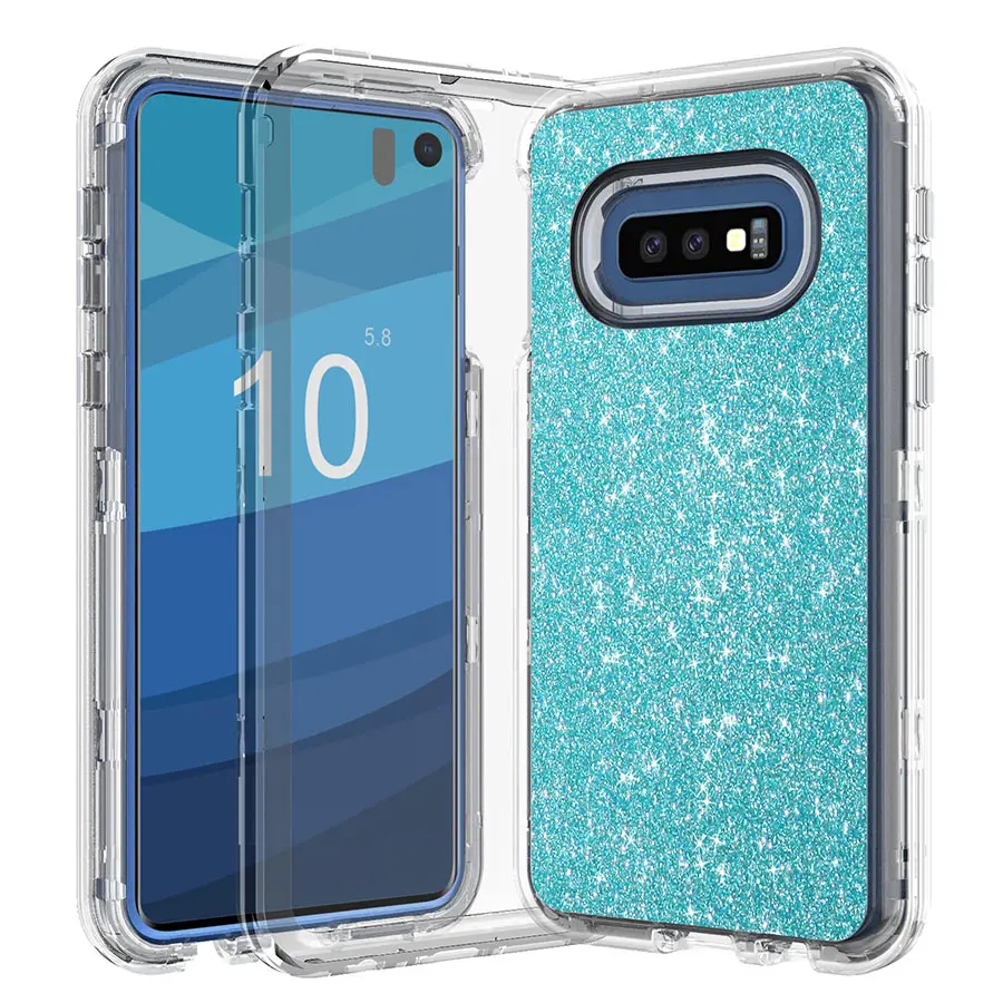 

IQD Cover for Samsung Galaxy S10e Glitter Case Heavy Duty Hybrid 3-Layer Full-Body Protect Soft TPU Hard Plastic Back S10E 5.8