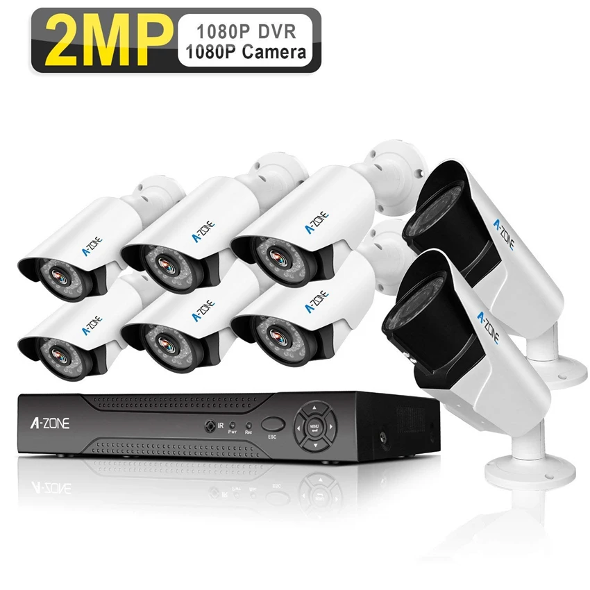 

A-ZONE 8 Channel 1080P DVR Waterproof Night Vision 2.0MP Varifocal Camera IR Cut Security Camera